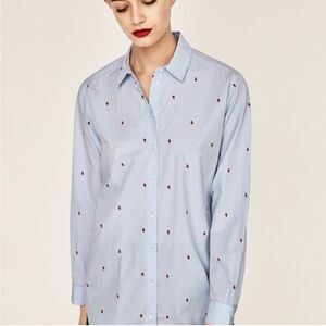 Zara Lady Bug Button Up - Oversized Fit